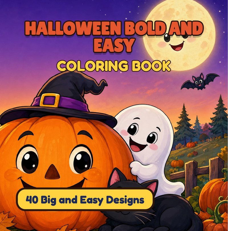 Halloween Bold and Easy Coloring Book cover