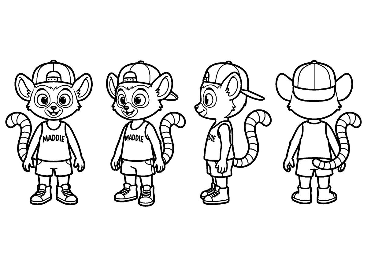 Maddie as line art, ready to color