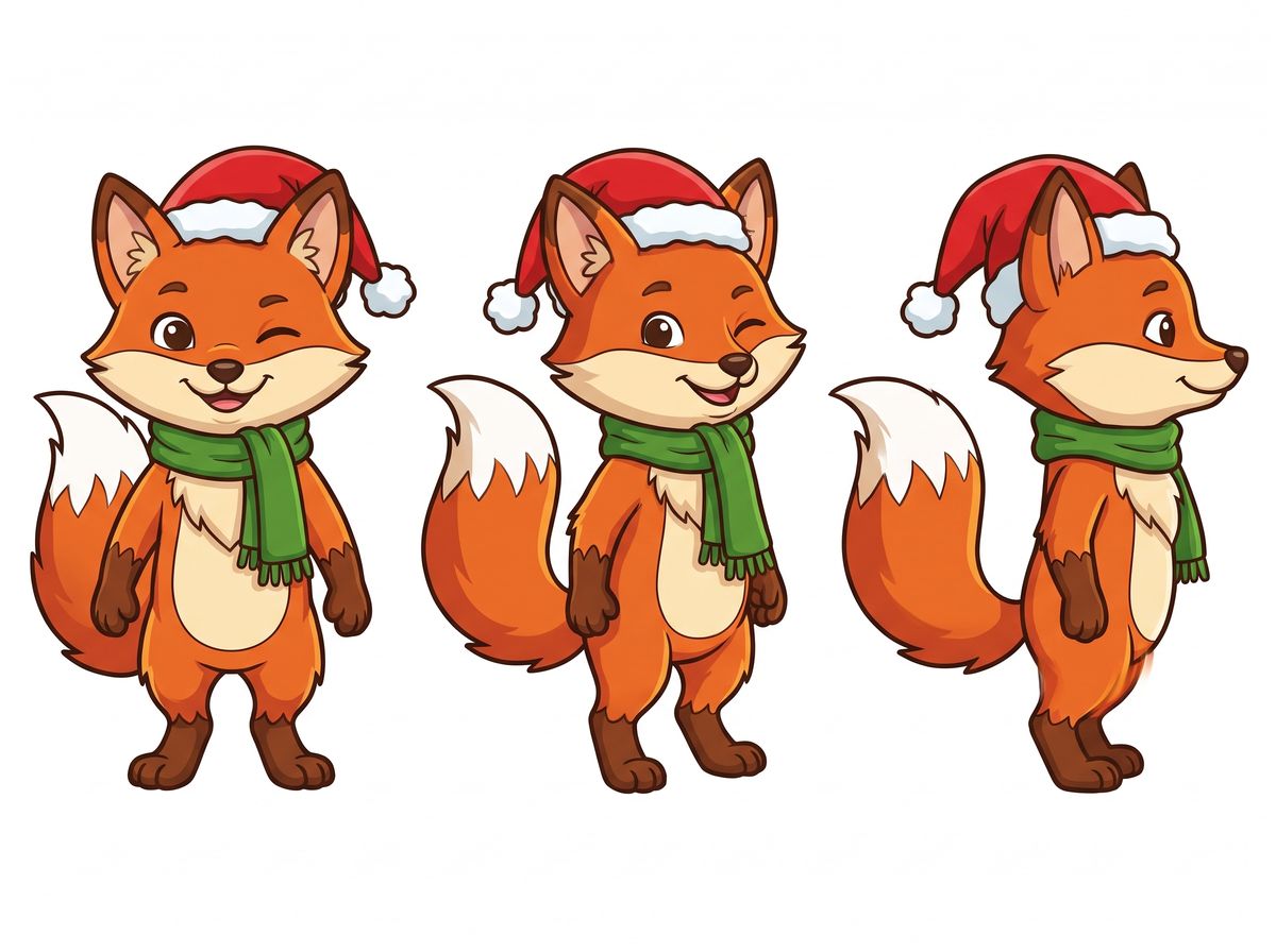 Rusty at Christmas: Santa hat and green scarf
