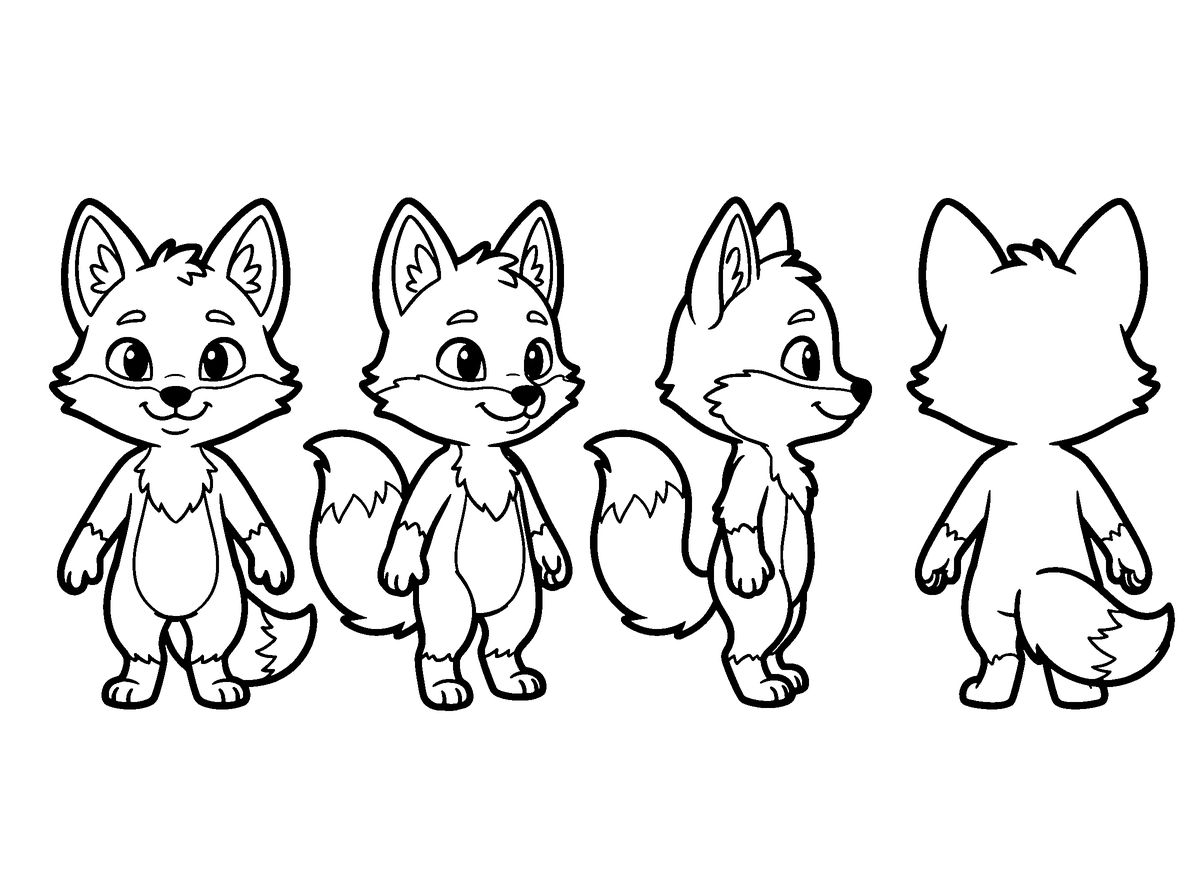 Rusty as line art, ready to color