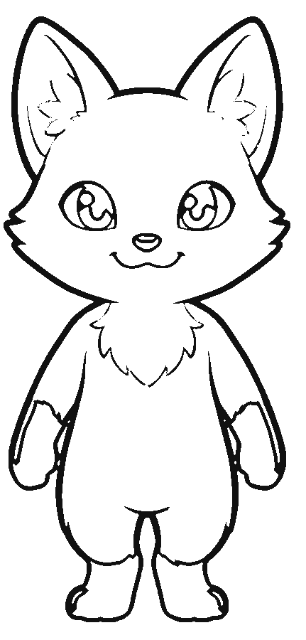 Rusty Fox coloring page, black line art